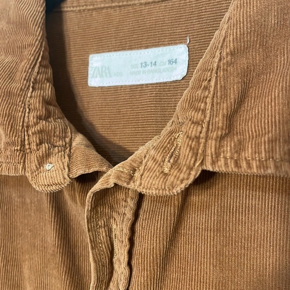 ZARA NAVY BLUE PLAIN FINE-WALED CORDUROY SHIRT - Like new - Picture 2 of 4